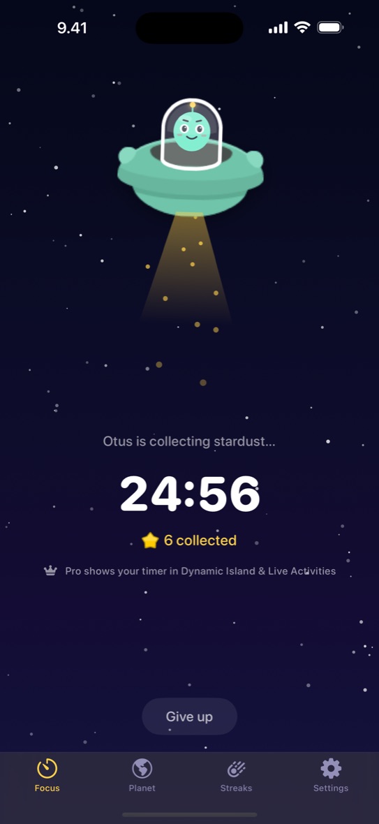 A session running while Otus collects stardust